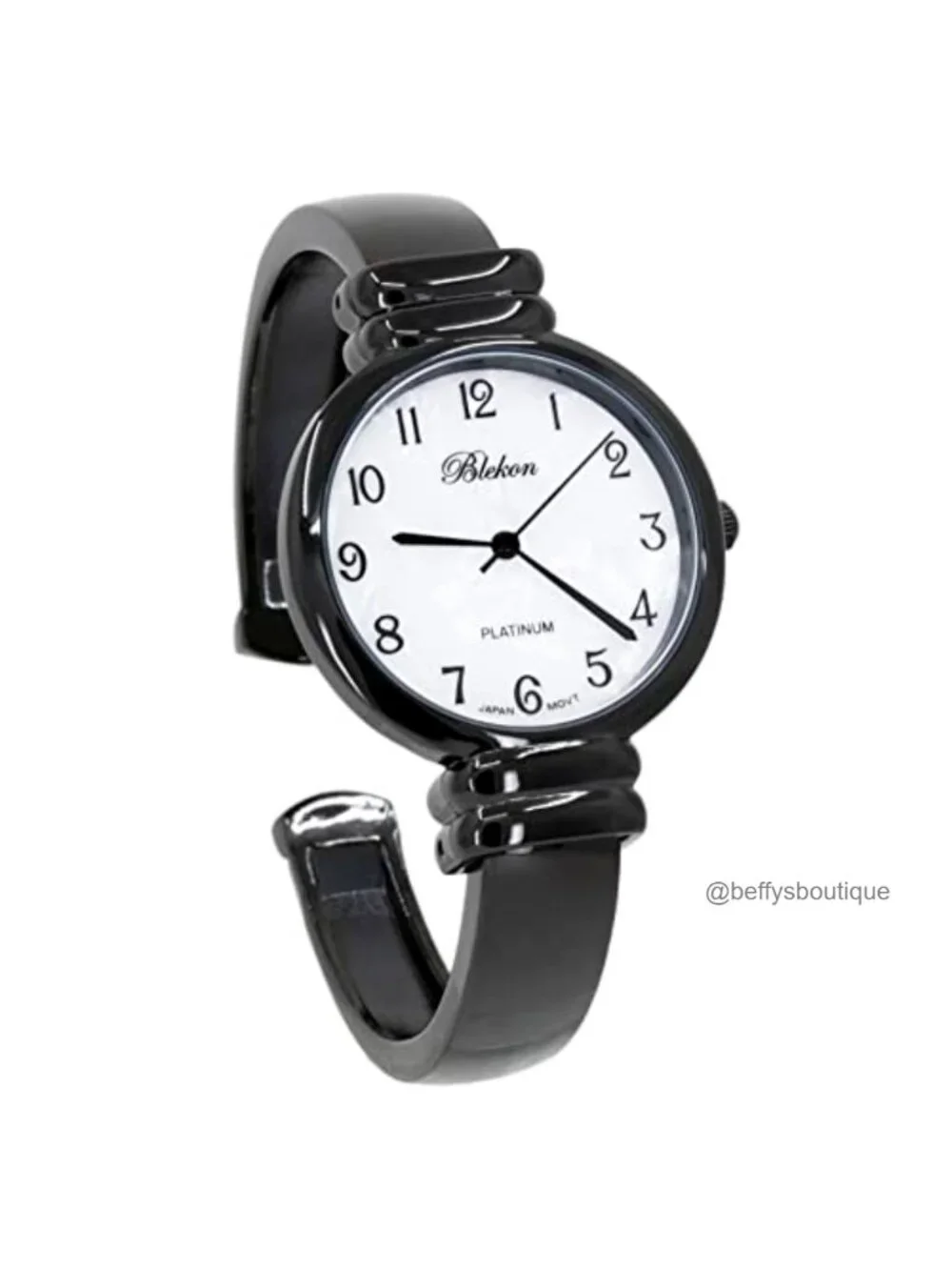 Mother of Pearl Cuff Bracelet Watch Women Japanese Quartz Metal Bangle